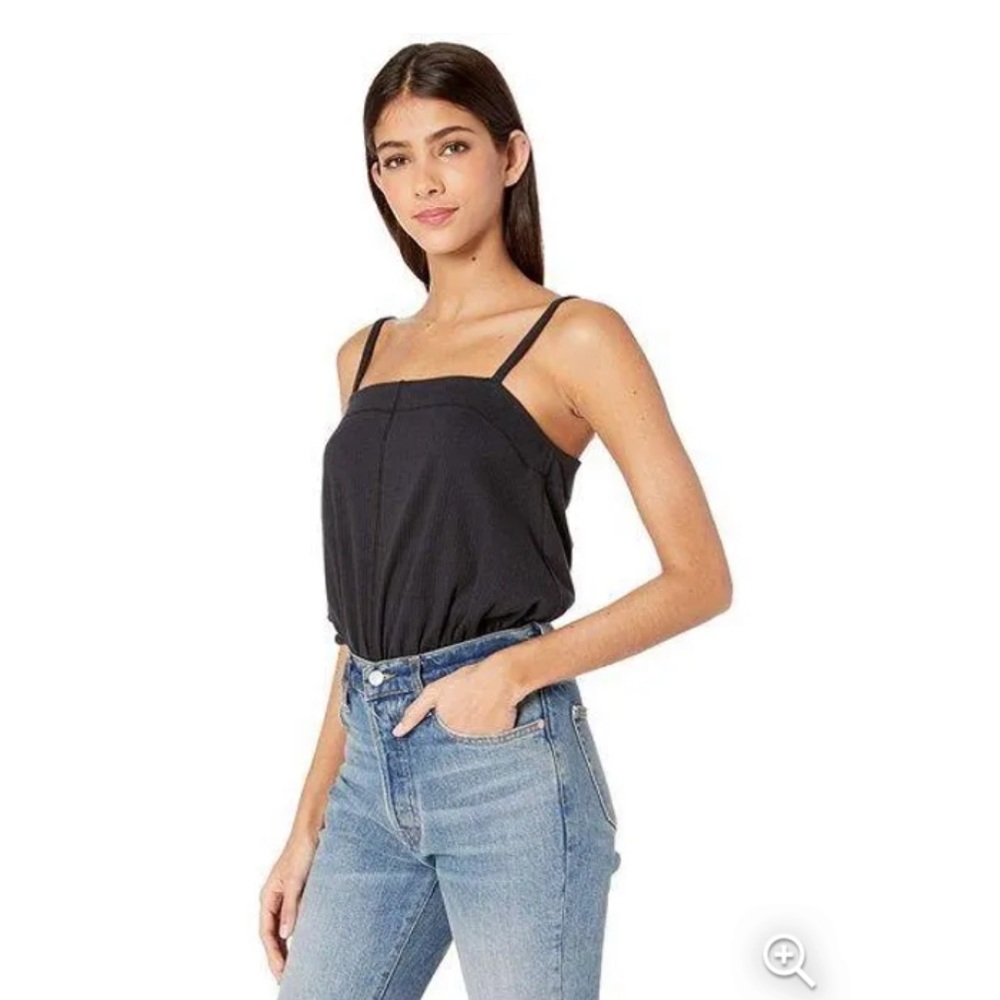 NWOT! Free People Marissa navy blue square neck bodysuit- Sz xs.